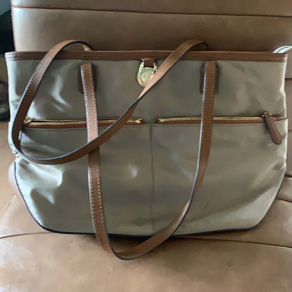 Michael Kors tan nylon tote purse
